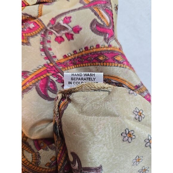 Retro Button up Womens shirt collared Long Sleeve Paisley Print size XL New - Picture 10 of 16